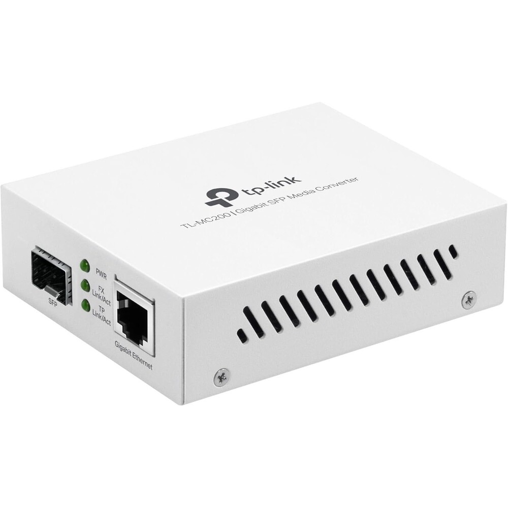 TP-Link TL-MC200 Gigabit SFP to RJ45 Fiber Media Converter 1000Mbps Metal White